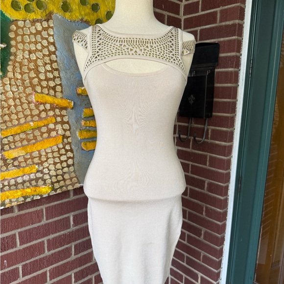 bebe Dresses & Skirts - Bebe Cream Knit Bodycon Dress